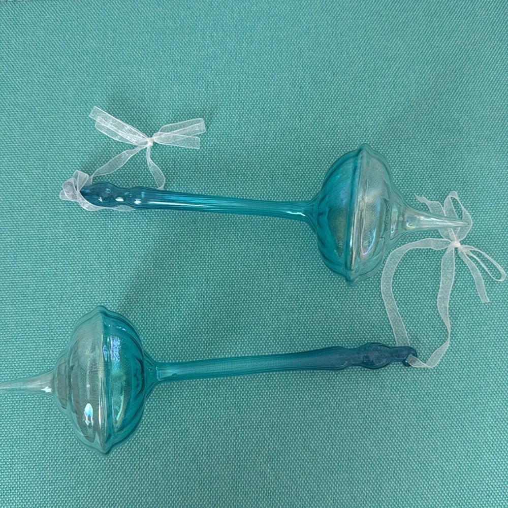 2 Turquoise Top Ornaments